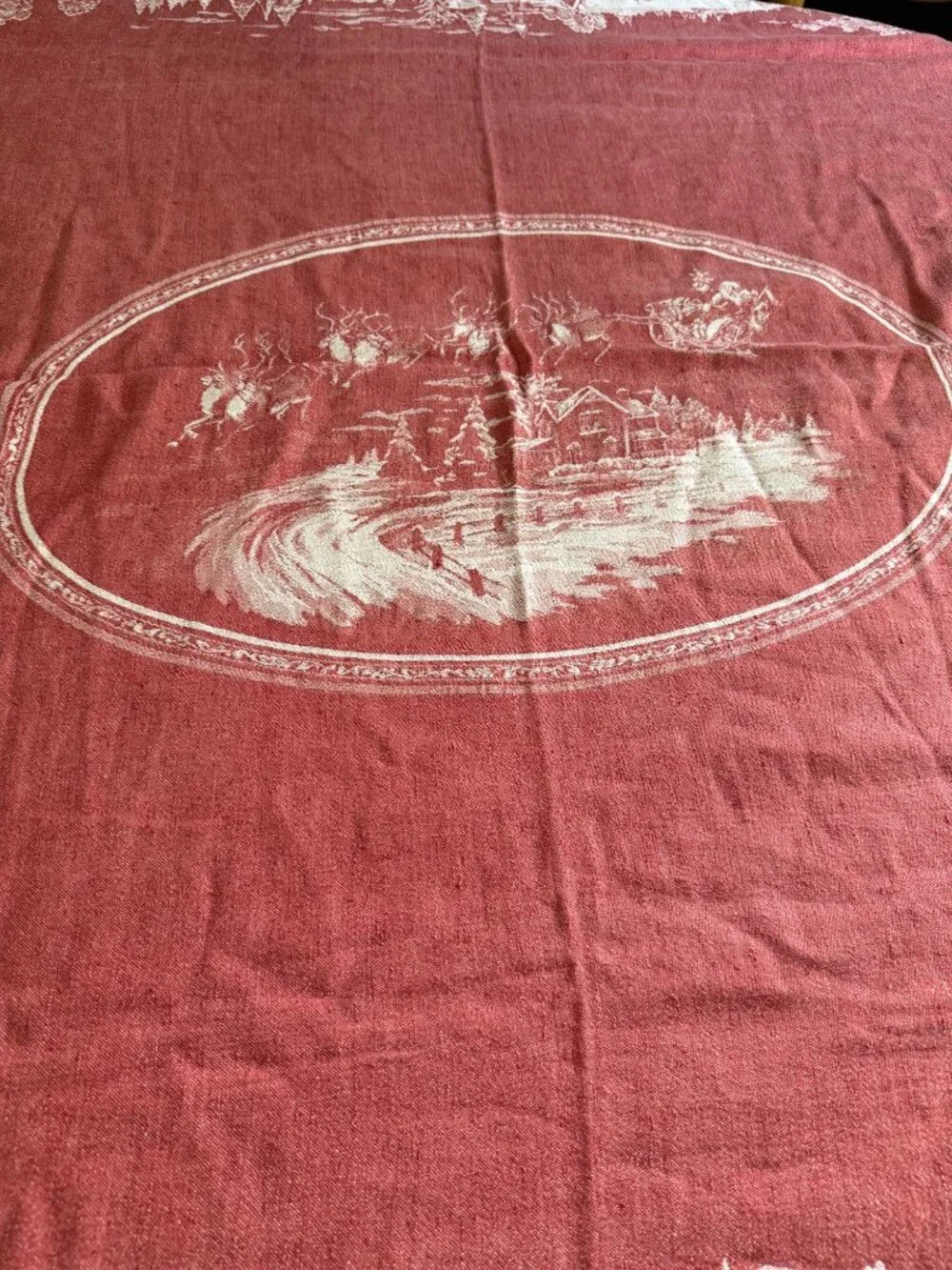 Williams Sonoma Red White Night Before Christmas Tablecloth 68